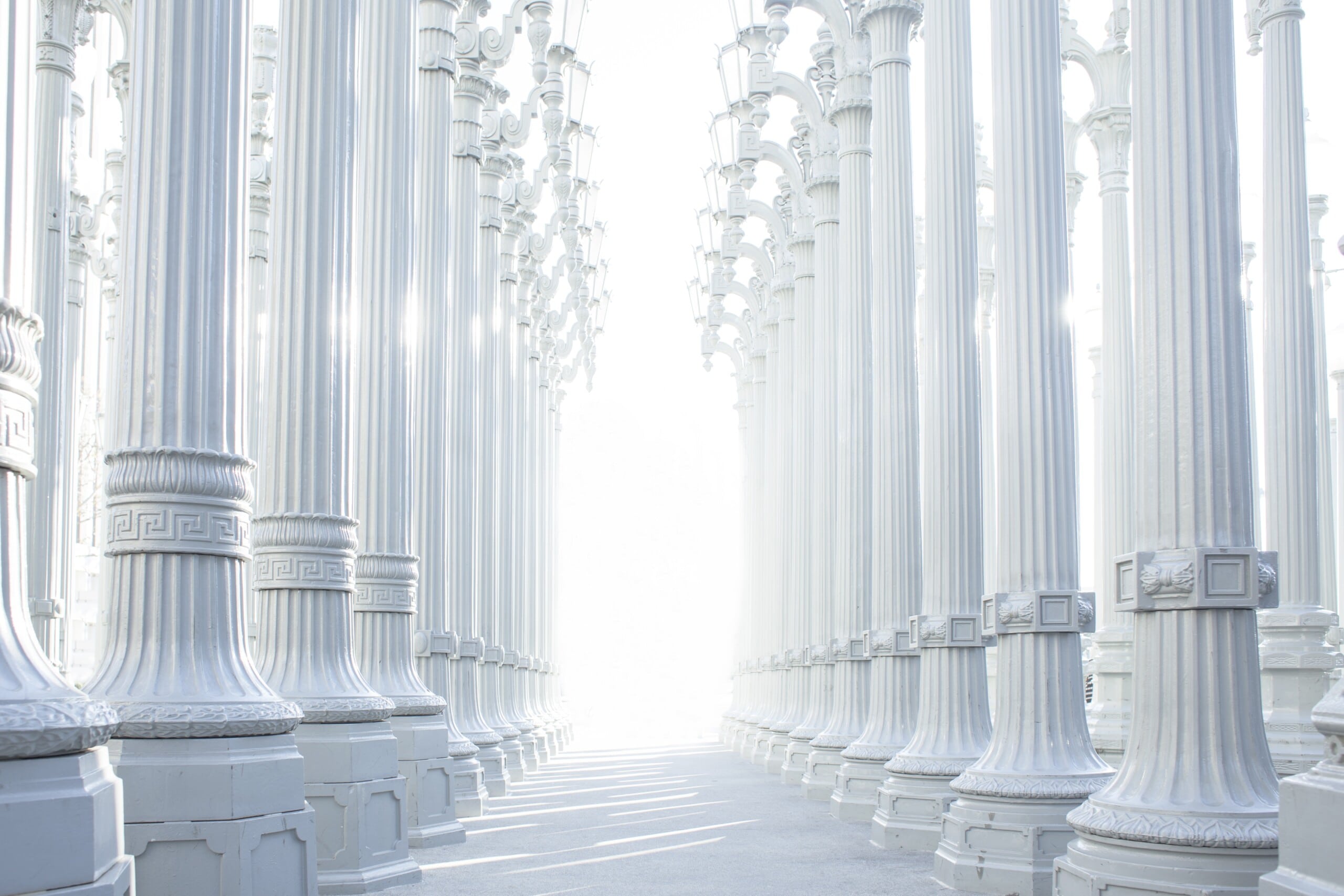 white columns, greek, light
