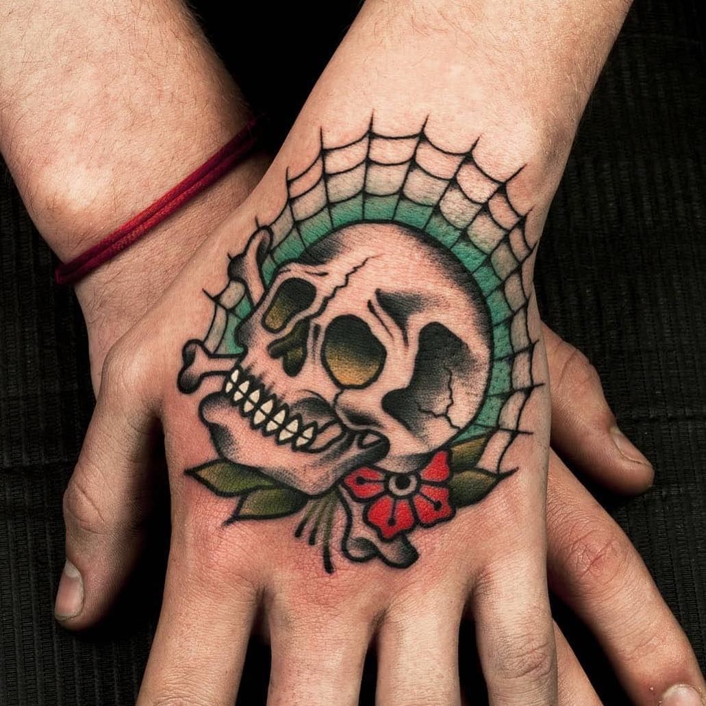 Skull hand tattoo